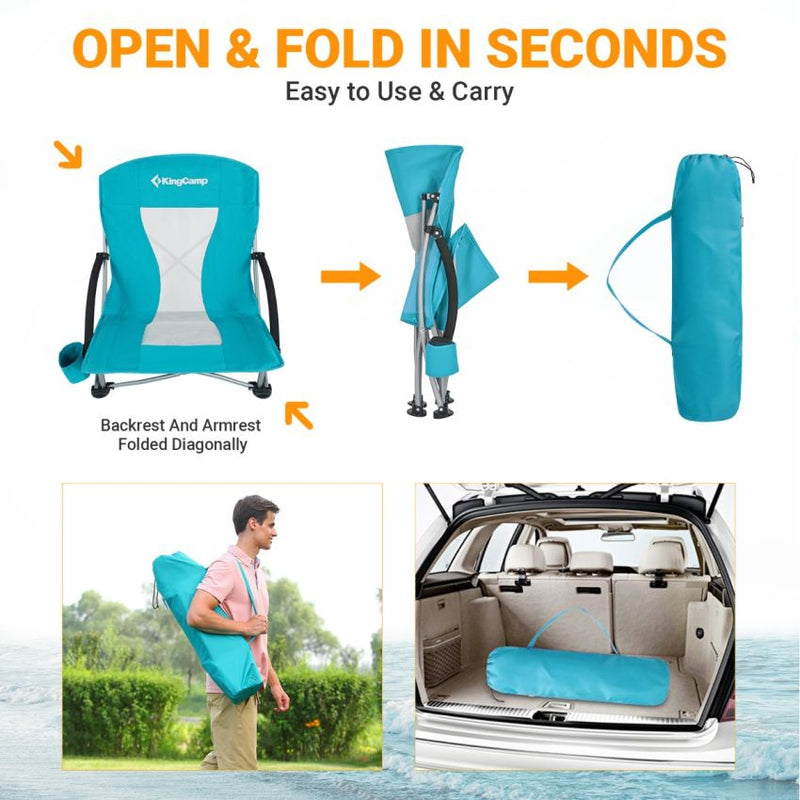 Load image into Gallery viewer, KingCamp Low Back Lightweight Strong Stable Folding Beach Chair 2-piece Set
