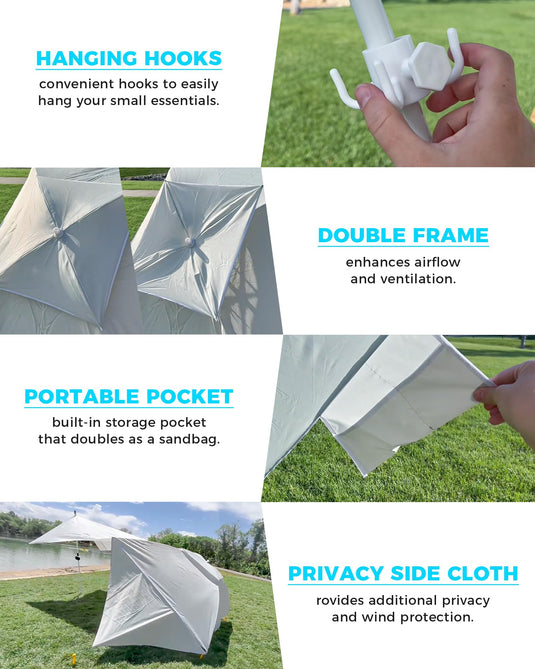 KingCamp 2-in-1 Beach Umbrella and Beach Shade Canopy