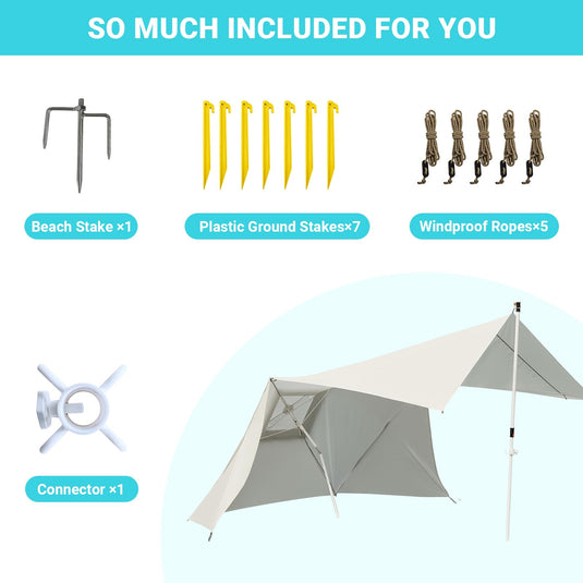 KingCamp 2-in-1 Beach Umbrella and Beach Shade Canopy