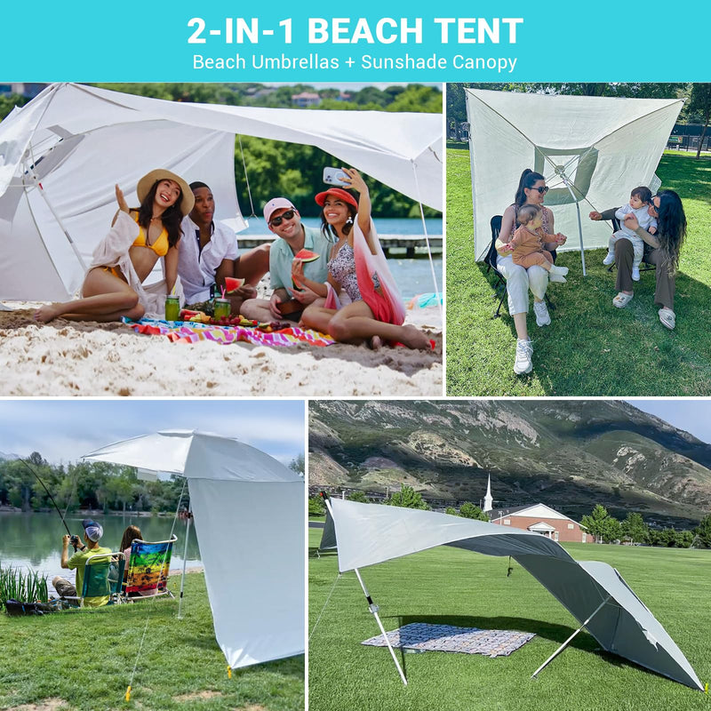 Load image into Gallery viewer, KingCamp 2-in-1 Beach Umbrella and Beach Shade Canopy
