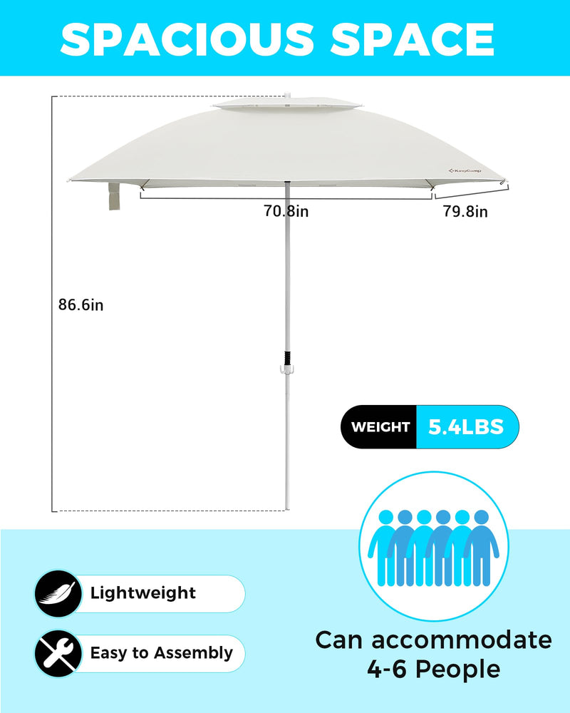 Load image into Gallery viewer, KingCamp 2-in-1 Beach Umbrella and Beach Shade Canopy
