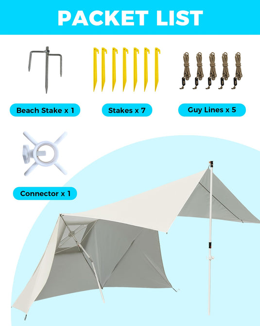KingCamp 2-in-1 Beach Umbrella and Beach Shade Canopy