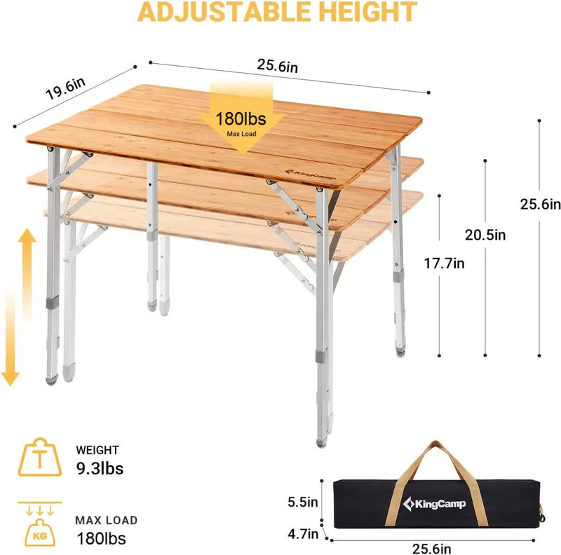 Load image into Gallery viewer, KingCamp 4-Folding Bamboo Table for 2-3 Person
