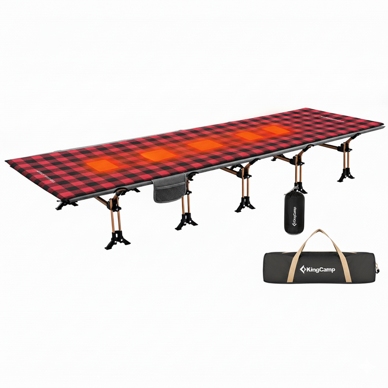 Load image into Gallery viewer, KingCamp 4-Season Camping Sleep System: Oversized Cot + 6-Zone Heated Cot Mat
