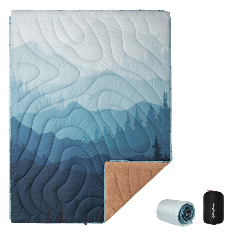 Load image into Gallery viewer, KingCamp Boho Printed Wearable Camping Blanket Lake Cyan Large Sherpa &amp; Water-Resistant Picnic Blanket for Outdoor Concerts, Beach &amp; Travel
