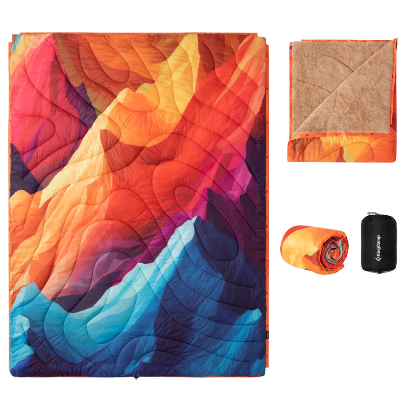 Load image into Gallery viewer, KingCamp Boho Printed Wearable Camping Blanket Large Sherpa &amp; Water-Resistant Picnic Blanket for Outdoor Concerts, Beach &amp; Travel Glacier Peak
