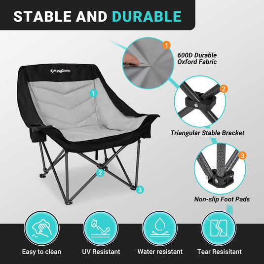 KingCamp CANNA C10 PLUS Oversized Padded Camping Chair
