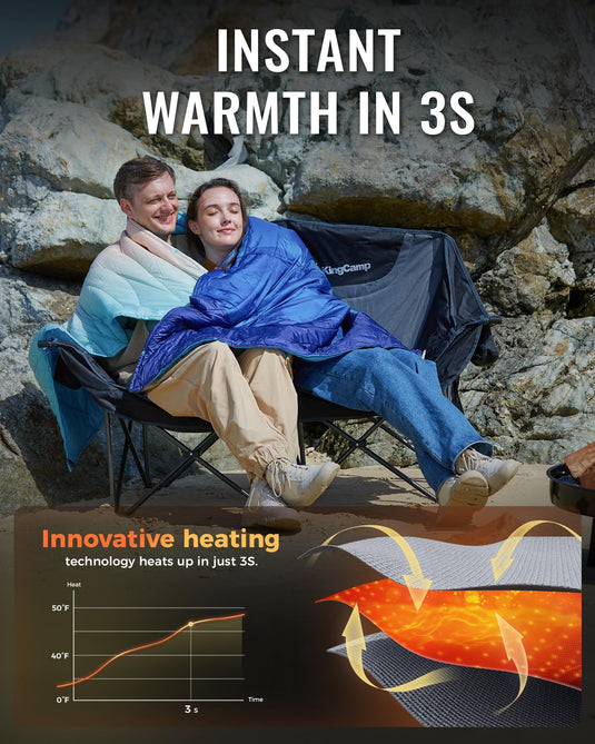 KingCamp CANNA C20 PLUS Heated Loveseat Camping Chair - Instant Warmth in 3s