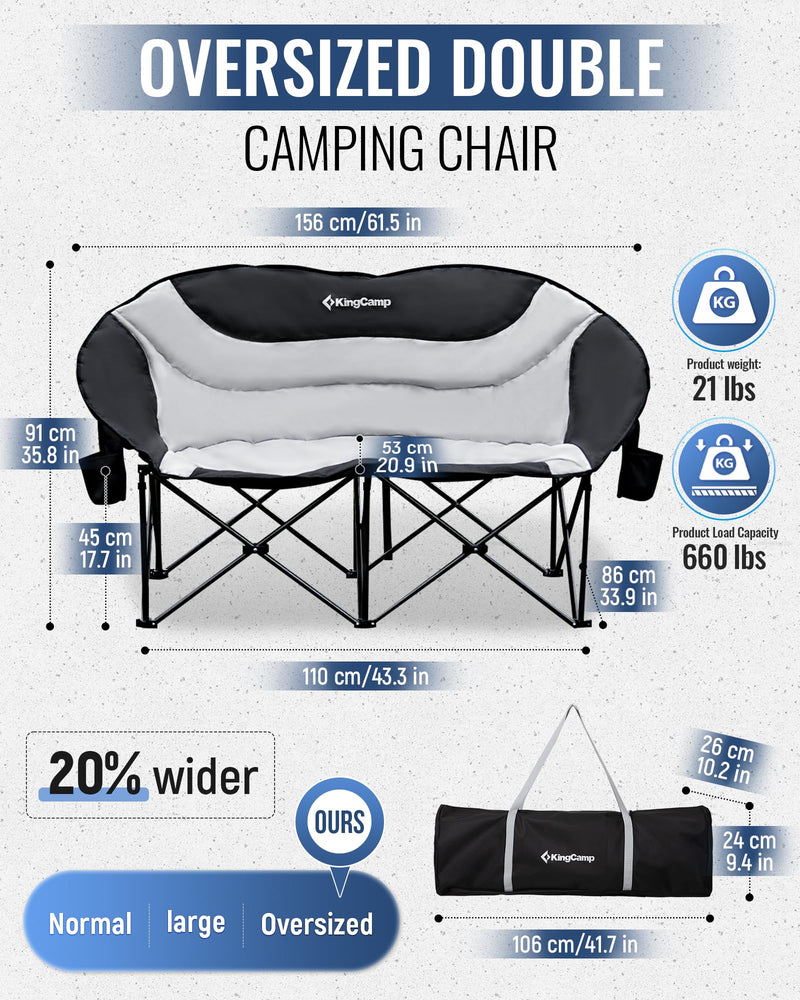 Load image into Gallery viewer, KingCamp CHERRY C20 Loveseat Moon Chair Oversized Double Camping Chairs
