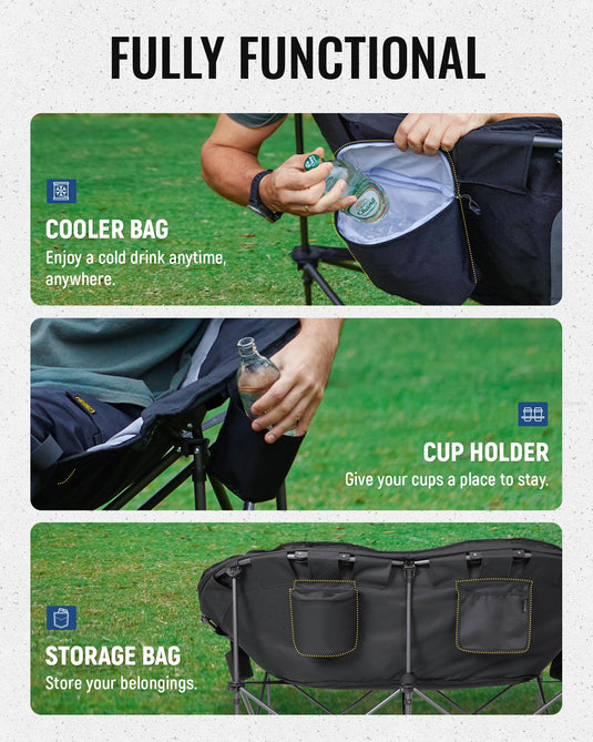 KingCamp CHERRY C20 Loveseat Moon Chair with Coller Bag