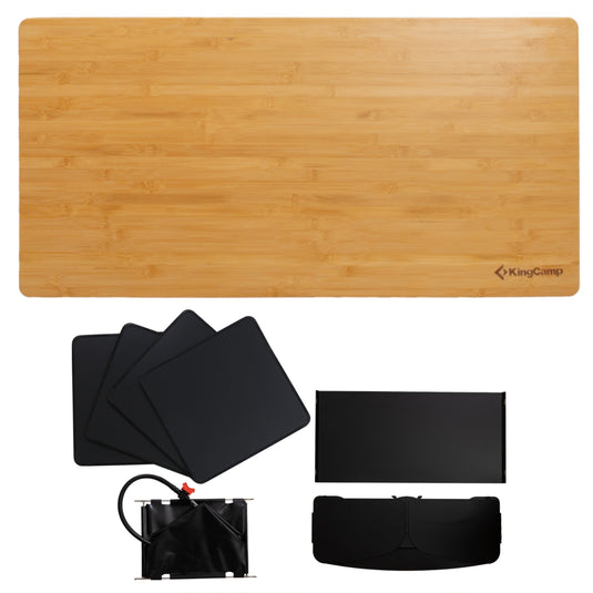 KingCamp Camping Kitchen Table – Portable Grill Station with Bamboo Top