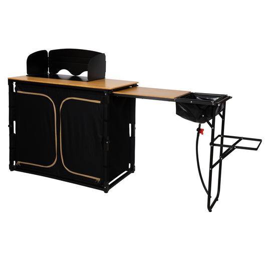 KingCamp Camping Kitchen Table – Portable Grill Station with Bamboo Top