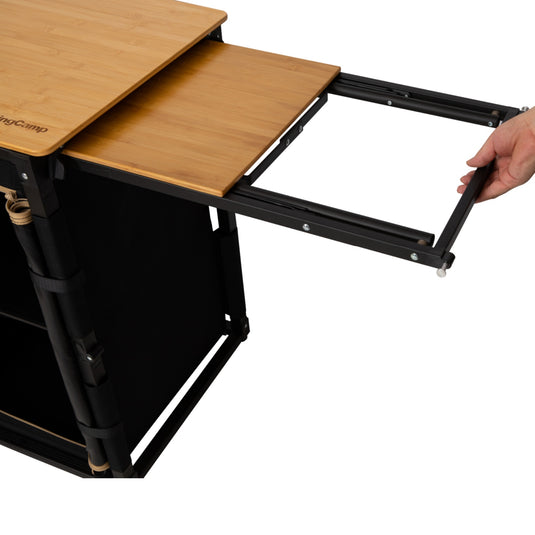 KingCamp Camping Kitchen Table – Portable Grill Station with Bamboo Top