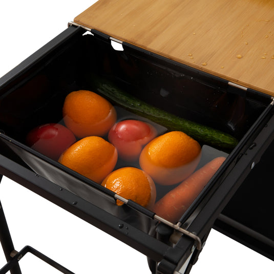 KingCamp Camping Kitchen Table – Portable Grill Station with Bamboo Top