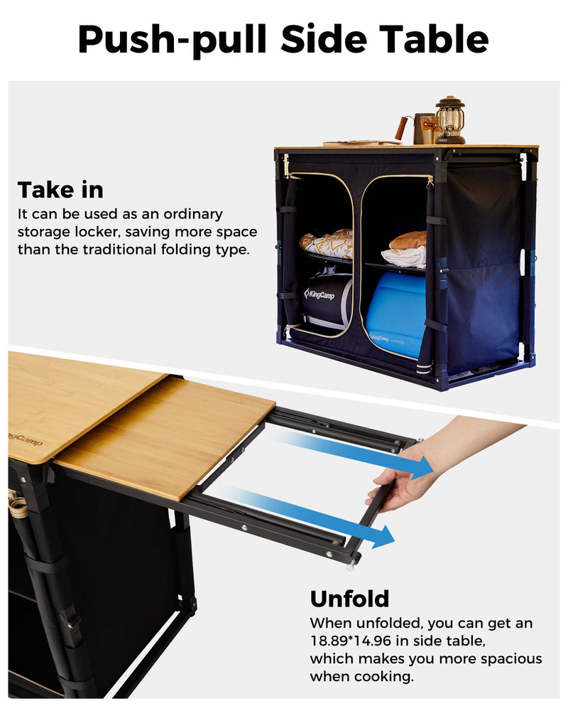 Load image into Gallery viewer, KingCamp Camping Kitchen Table – Portable Grill Station with Bamboo Top
