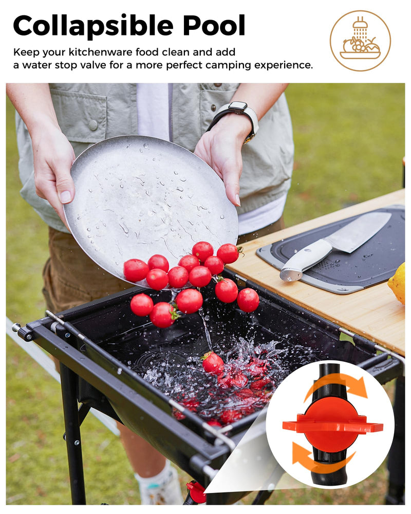 Load image into Gallery viewer, KingCamp Camping Kitchen Table – Portable Grill Station with Bamboo Top
