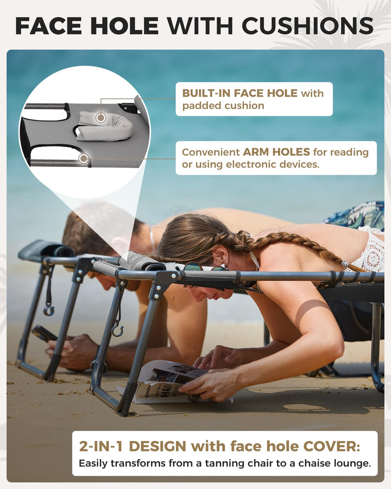 Load image into Gallery viewer, KingCamp Comfort Backpack Chaise Lounge with Face Hole and Pillow
