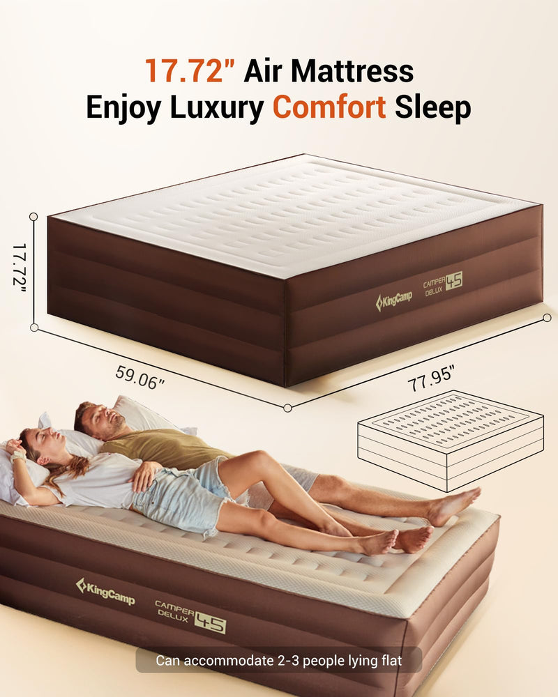 Load image into Gallery viewer, KingCamp Eco-Luxury Queen Air Mattress — TPU+Bamboo Fiber, Built-In Pump, 10 lbs
