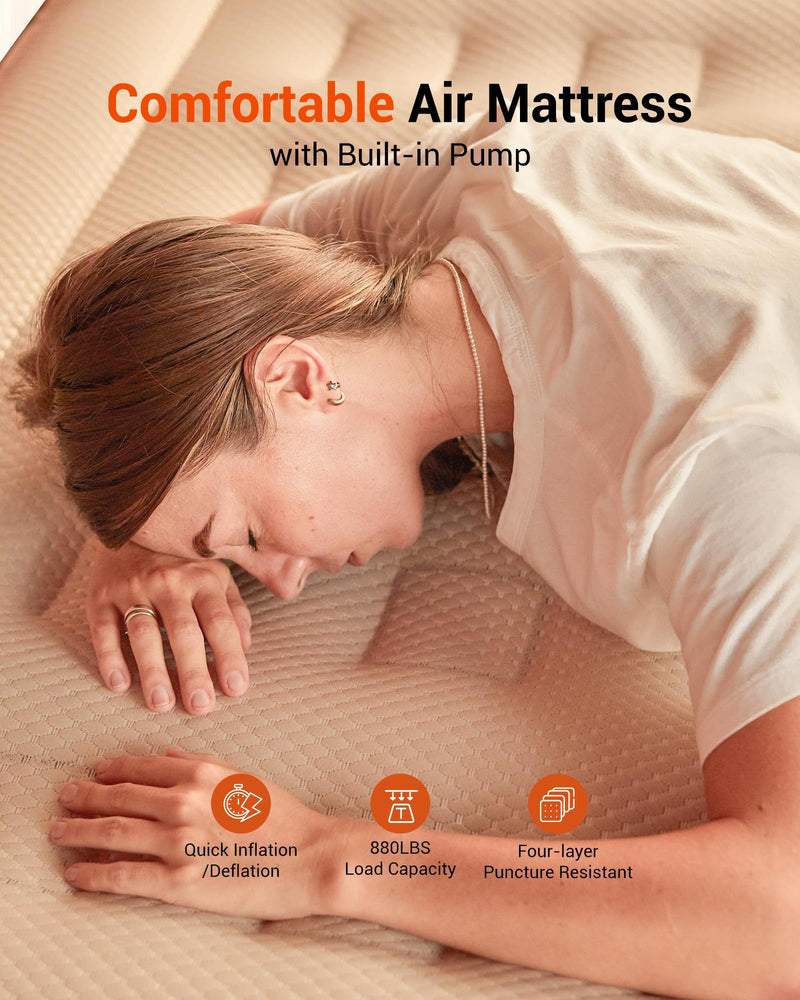 Load image into Gallery viewer, KingCamp Eco-Luxury Queen Air Mattress with Built-in Pump — TPU+Bamboo Fiber, Built-In Pump, 10 lbs
