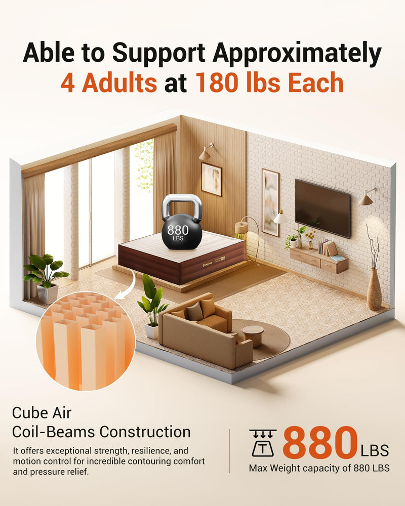 Load image into Gallery viewer, KingCamp Eco-Luxury Queen Air Mattress — TPU+Bamboo Fiber, Built-In Pump, 10 lbs
