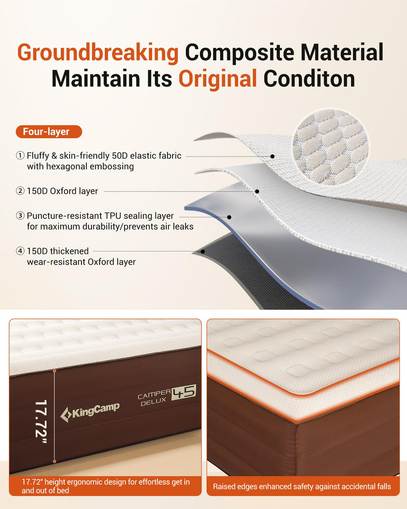 Load image into Gallery viewer, KingCamp Eco-Luxury Queen Air Mattress — TPU core + bamboo-blend cloth exterior
