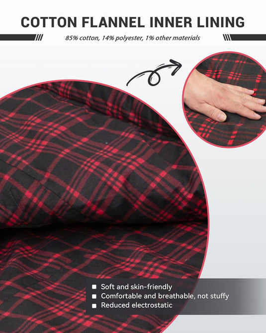 KingCamp FREESPACE 250 3-Season Plus Size Flannel Sleeping Bag Cotton Flannel Inner Lining