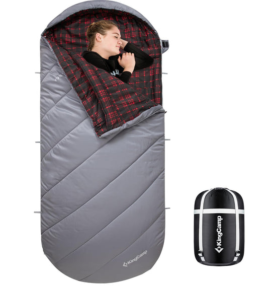 KingCamp FREESPACE 250 3-Season Plus Size Flannel Sleeping Bag Grey
