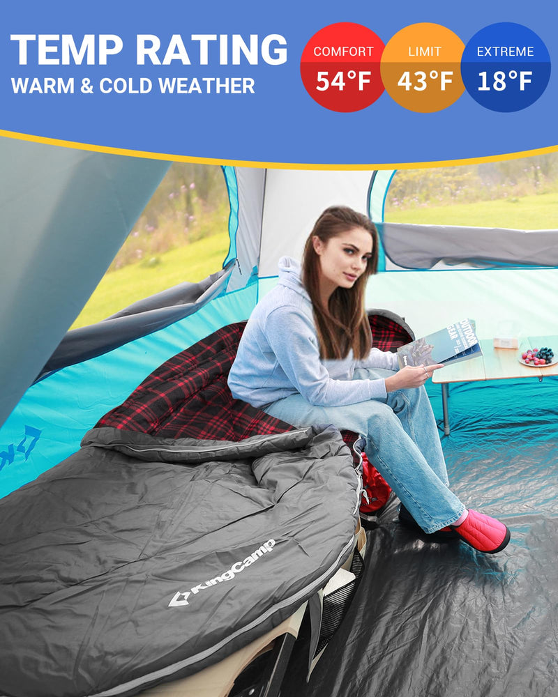 Load image into Gallery viewer, KingCamp FREESPACE 250 3-Season Plus Size Flannel Sleeping Bag Warm
