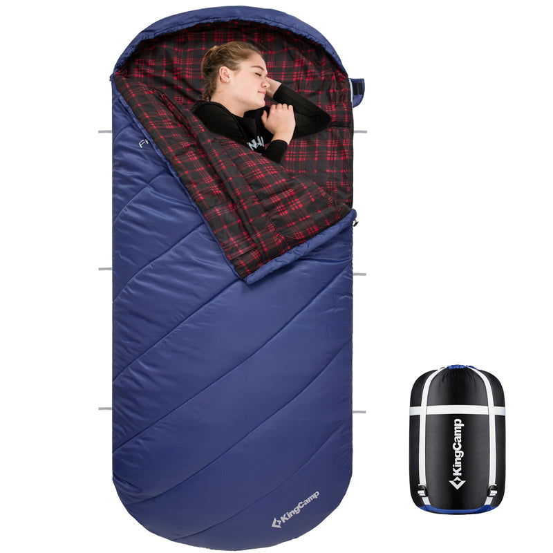 Load image into Gallery viewer, KingCamp FREESPACE 250 3-Season Plus Size Flannel Sleeping Bag NAVY
