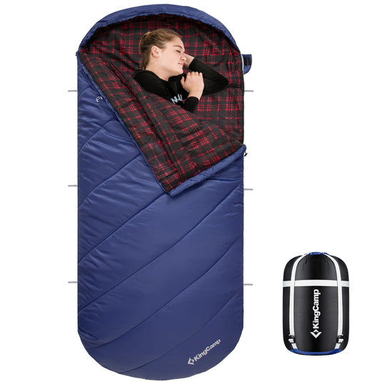 KingCamp FREESPACE 250 3-Season Plus Size Flannel Sleeping Bag NAVY