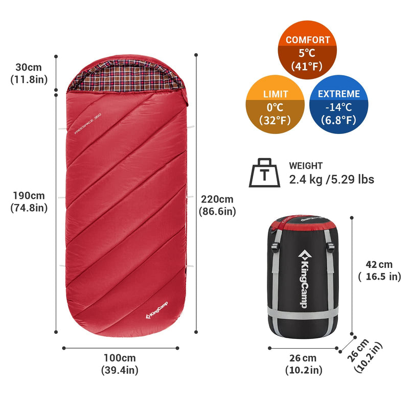 Load image into Gallery viewer, KingCamp FREESPACE 350 Flannel Sleeping Bag-Envelope With Hood Extra Large
