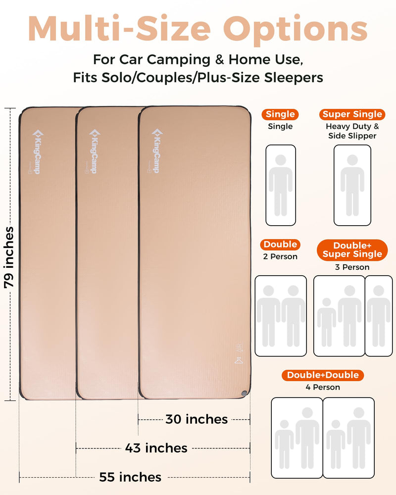 Load image into Gallery viewer, KingCamp FlexiRest 5.0 Plus Extra-Wide Inflatable Sleeping Pad - PVC-Free, Ultra-Lightweight Camping Mattress for Maximum Comfort, Glamping, Backpacking &amp; Travel
