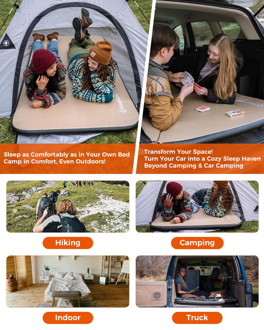 KingCamp FlexiRest 5.0 Plus Extra-Wide Inflatable Sleeping Pad - PVC-Free, Ultra-Lightweight Camping Mattress for Maximum Comfort, Glamping, Backpacking & Travel