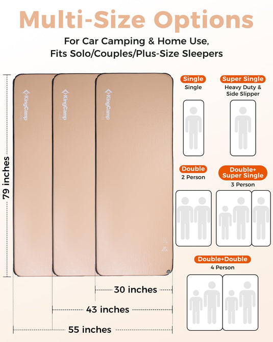 KingCamp FlexiRest 5.0 Ultra-Light Inflatable Sleeping Pad - PVC-Free, High Support Camping Mattress for Backpacking, Glamping & Travel