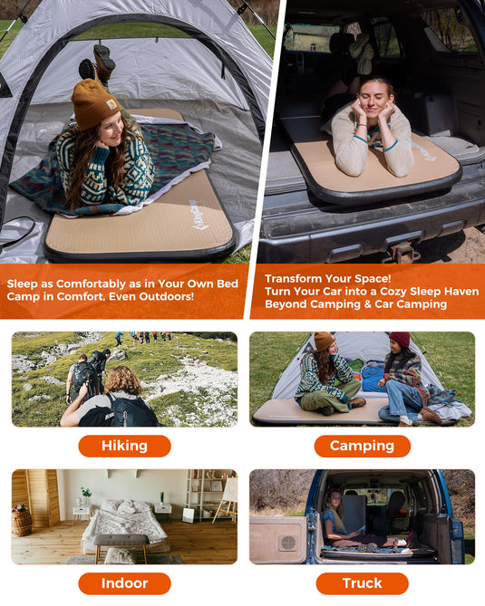 KingCamp FlexiRest 5.0 Ultra-Light Inflatable Sleeping Pad - PVC-Free, High Support Camping Mattress for Backpacking, Glamping & Travel