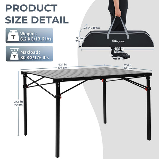 KingCamp Folding Outdoor Table Lightweight Aluminum Alloy Table