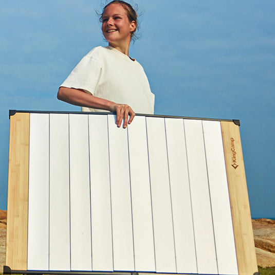 KingCamp BamAura Folding Roll-Top Aluminum Table with Bamboo Extensions