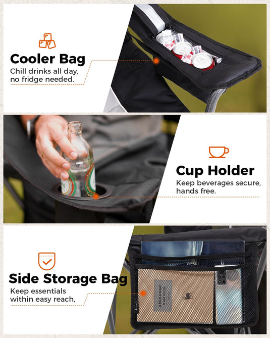 KingCamp JUNIPER C10 Oversized Folding Chair with Adjustable Lumbar Support