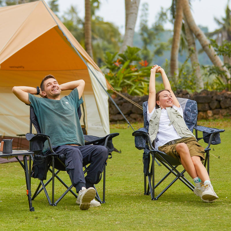 Load image into Gallery viewer, KingCamp JUNIPER C10 Oversized Folding Chair with Adjustable Lumbar Support Black
