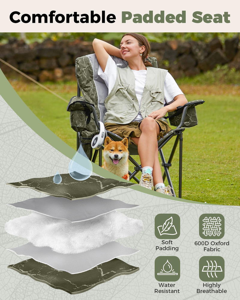 Load image into Gallery viewer, KingCamp JUNIPER C10 Oversized Folding Chair with Adjustable Lumbar Support
