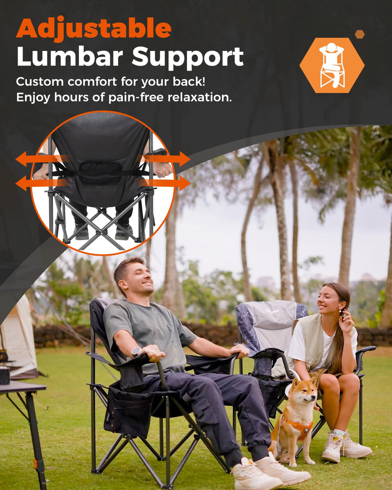 Load image into Gallery viewer, KingCamp JUNIPER C10 Oversized Folding Chair with Adjustable Lumbar Support Grey
