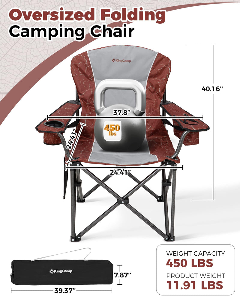Load image into Gallery viewer, KingCamp JUNIPER C10 Oversized Folding Chair with Adjustable Lumbar Support Red
