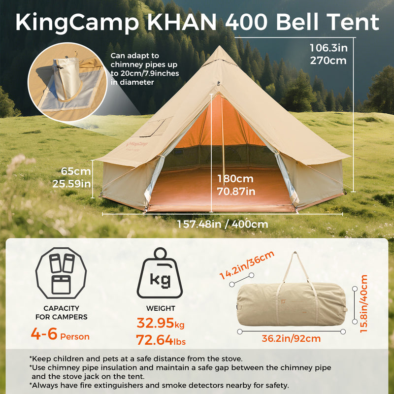 Load image into Gallery viewer, KingCamp KHAN 400 Canvas Bell Tents
