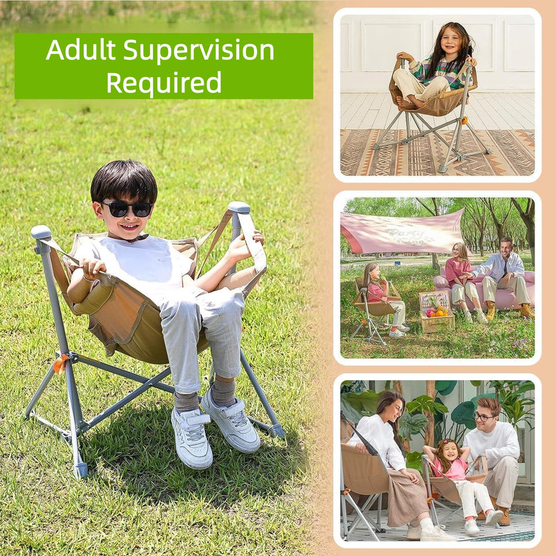 Load image into Gallery viewer, Perfect Gift For Kid KingCamp Kids Hammock Chair with Stand – Adjustable Folding Chair for Outdoor &amp; Indoor Use
