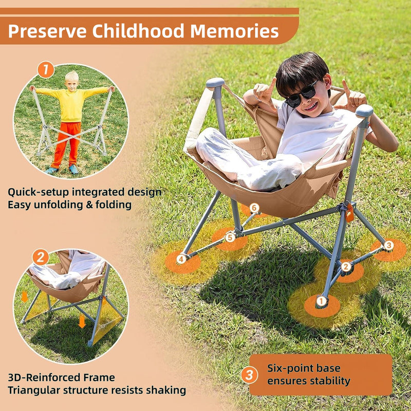 Load image into Gallery viewer, Perfect Gift For Kid KingCamp Kids Hammock Chair with Stand – Adjustable Folding Chair for Outdoor &amp; Indoor Use
