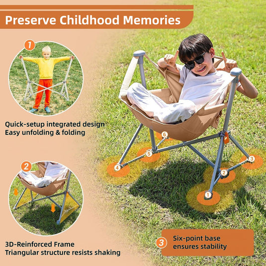 Perfect Gift For Kid KingCamp Kids Hammock Chair with Stand – Adjustable Folding Chair for Outdoor & Indoor Use