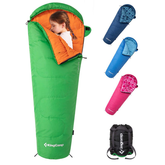 KingCamp Kids Mummy Sleeping Bag - 3-Season Warm & Snug Fit for Camping, Ages 8-12 (up to 4'7
