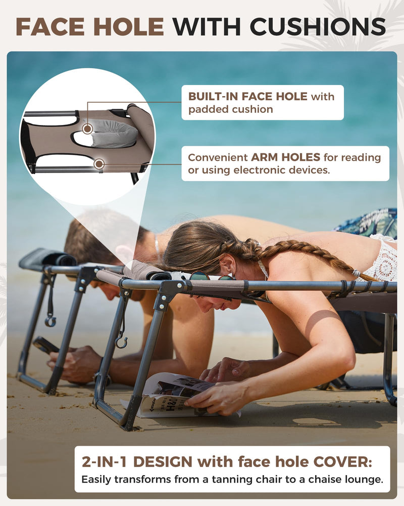 Load image into Gallery viewer, KingCamp MAGNOLIA B10 PLUS Backpack Chaise Built in Face Hole with Padded Cushion Beige
