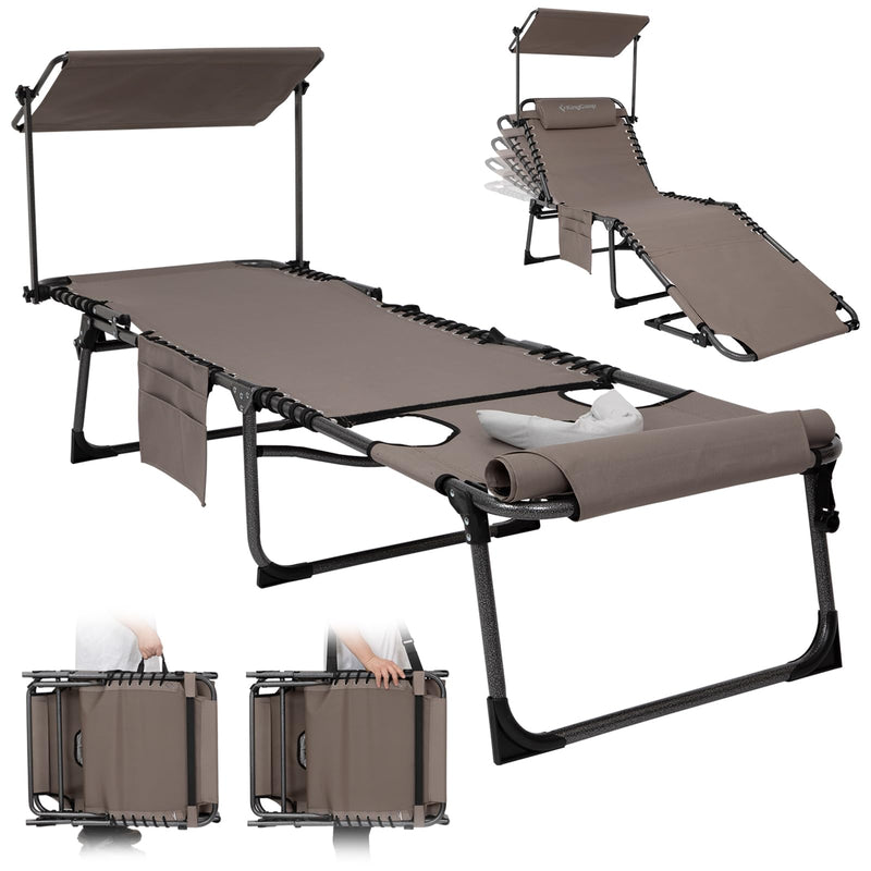 Load image into Gallery viewer, KingCamp MAGNOLIA B10 PLUS Backpack Chaise Lounge with 360° Rotatable Canopy Shade
