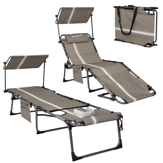 KingCamp MAGNOLIA B10 PLUS Backpack Chaise Lounge with 360° Rotatable Canopy Shade